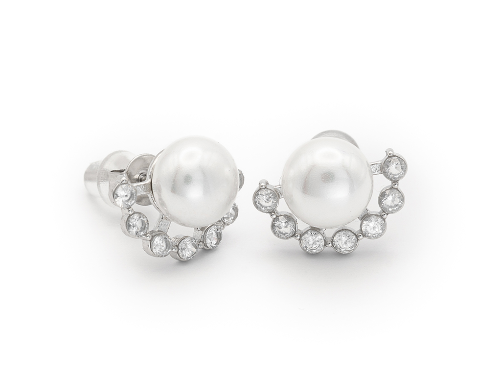 BRUNOshop.cz Náušnice ARIEL s perlou a kamínky