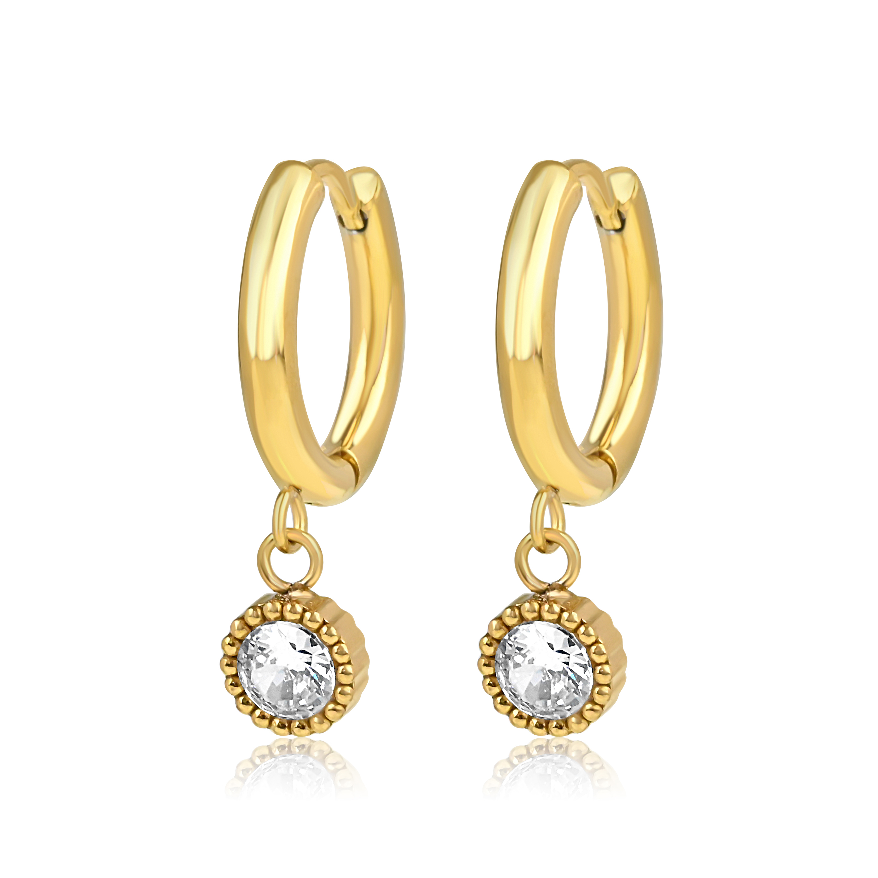 Meucci Visací náušnice s kamínkem GOLD