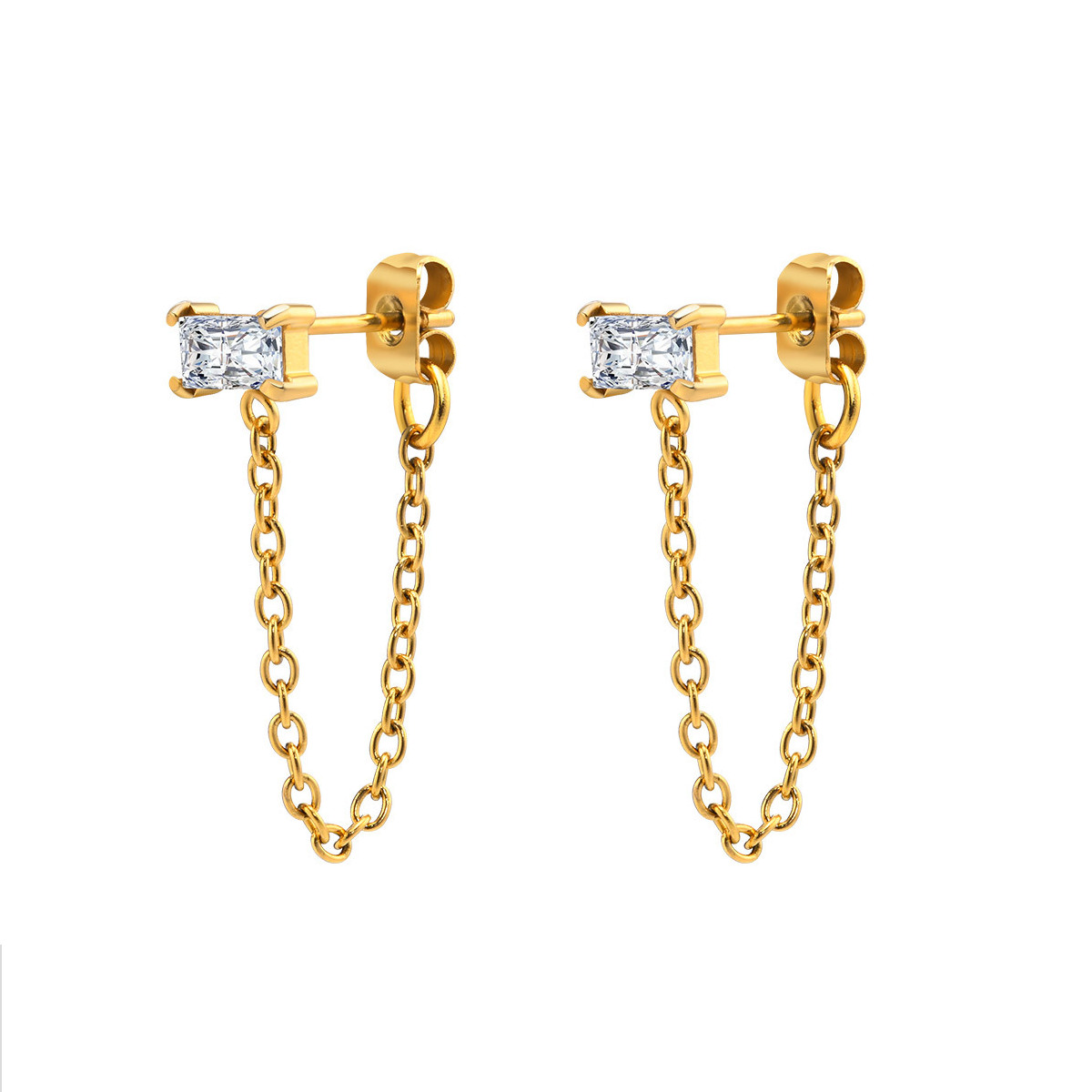 Meucci Řetízkové náušnice s kamínkem GOLD