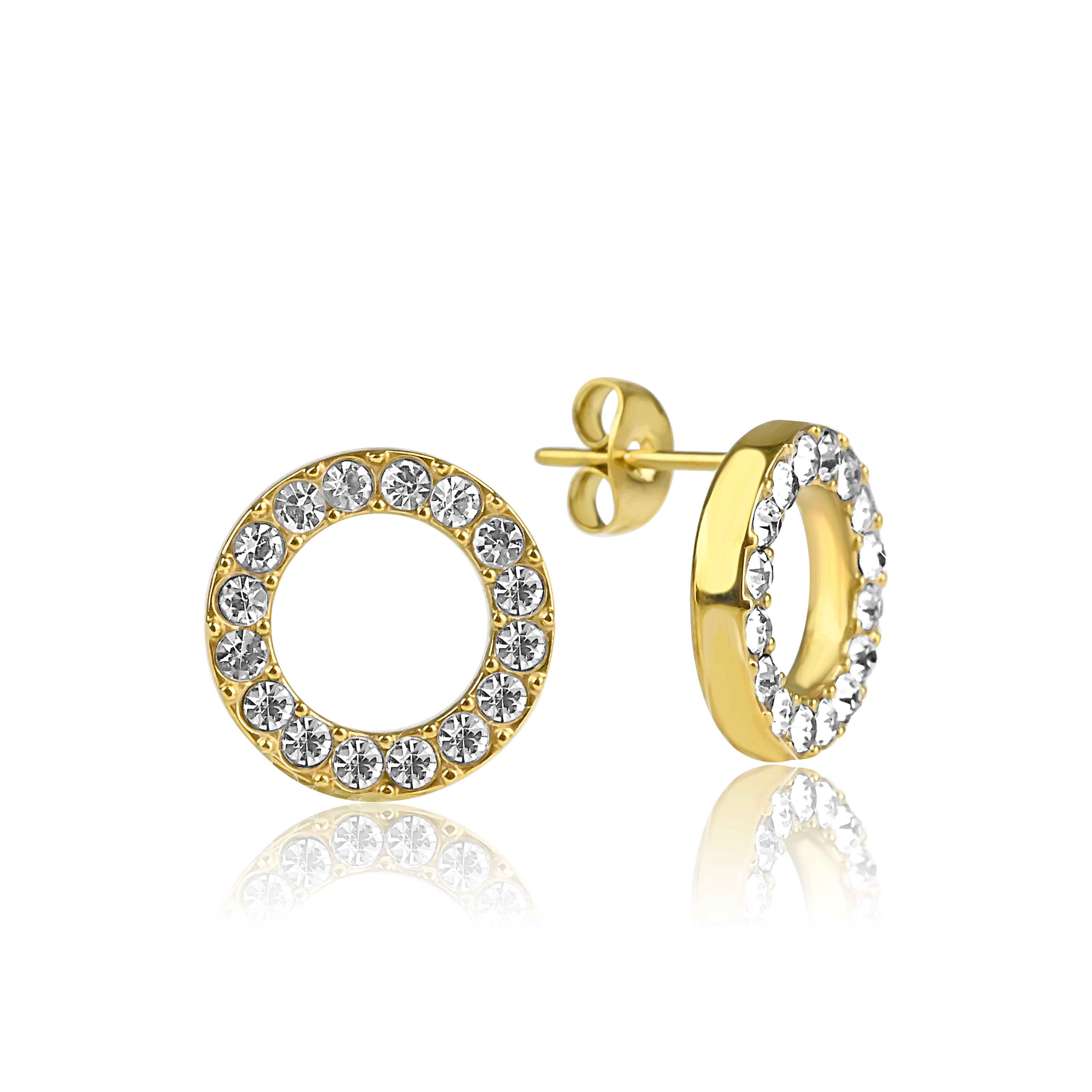 Meucci Náušnice kroužky s kamínky GOLD