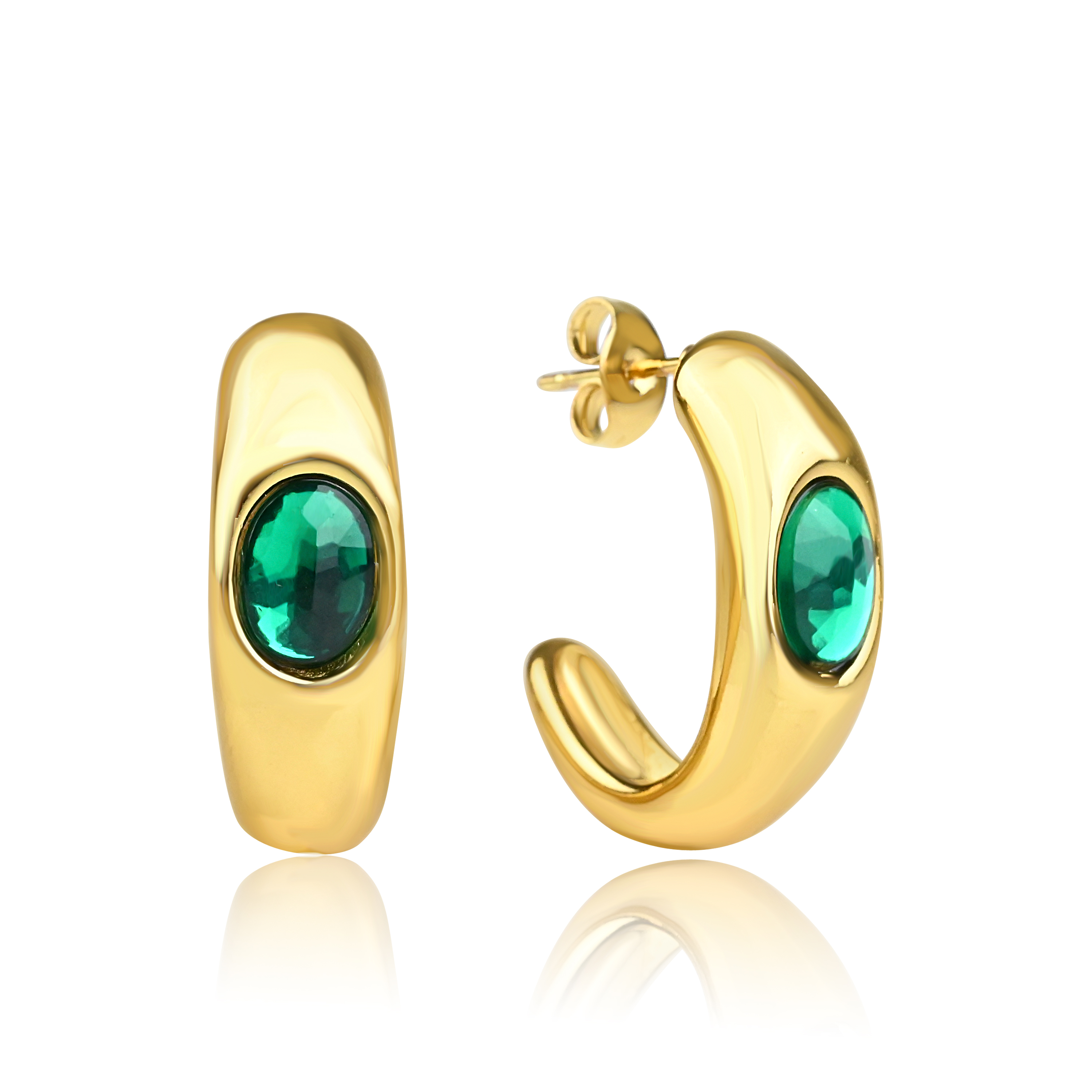 Meucci Náušnice ZELENÉ OKO GOLD