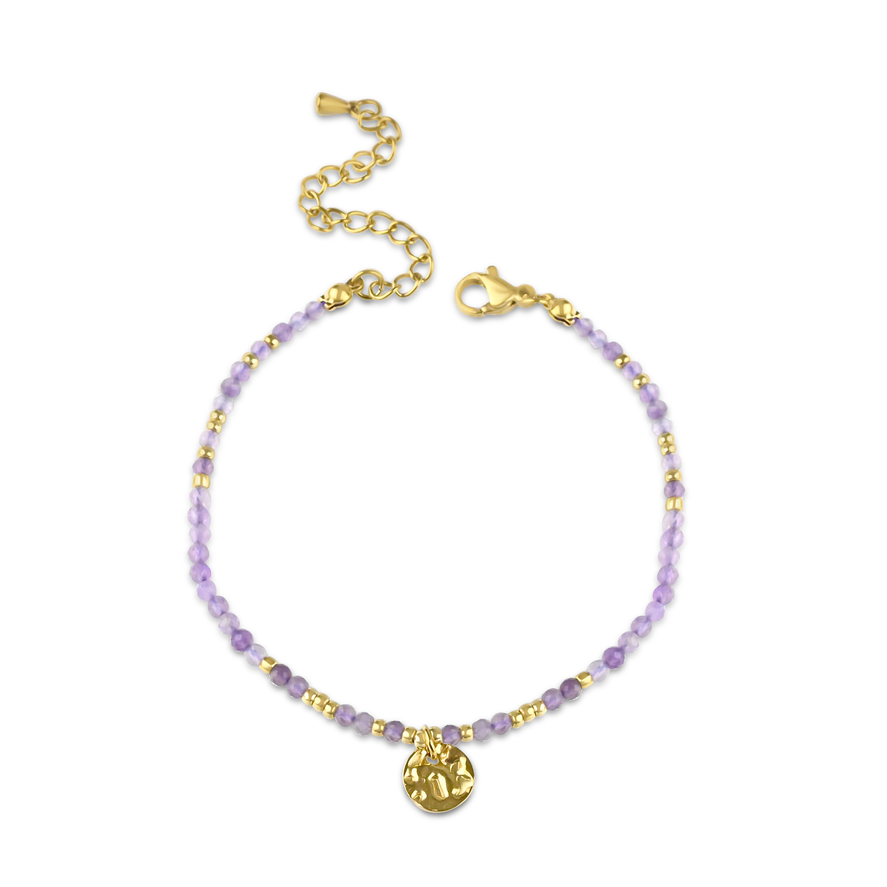 Meucci Nastavitelný náramek s kuličkami FIALOVÝ GOLD