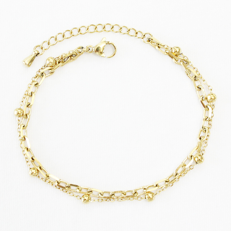 Meucci Dvojitý nastavitelný náramek ANKER s kuličkami GOLD