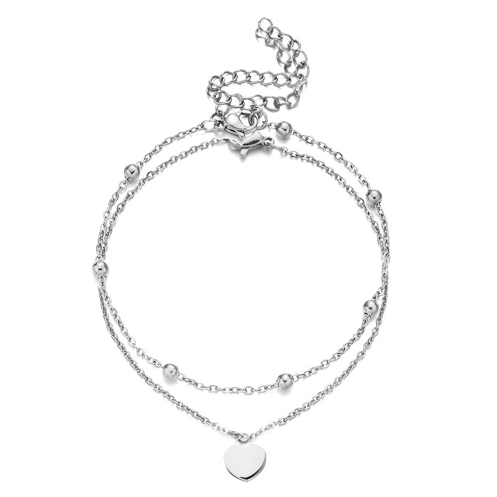 Meucci Dvojitý nastavitelný náramek VISACÍ SRDCE s kuličkami