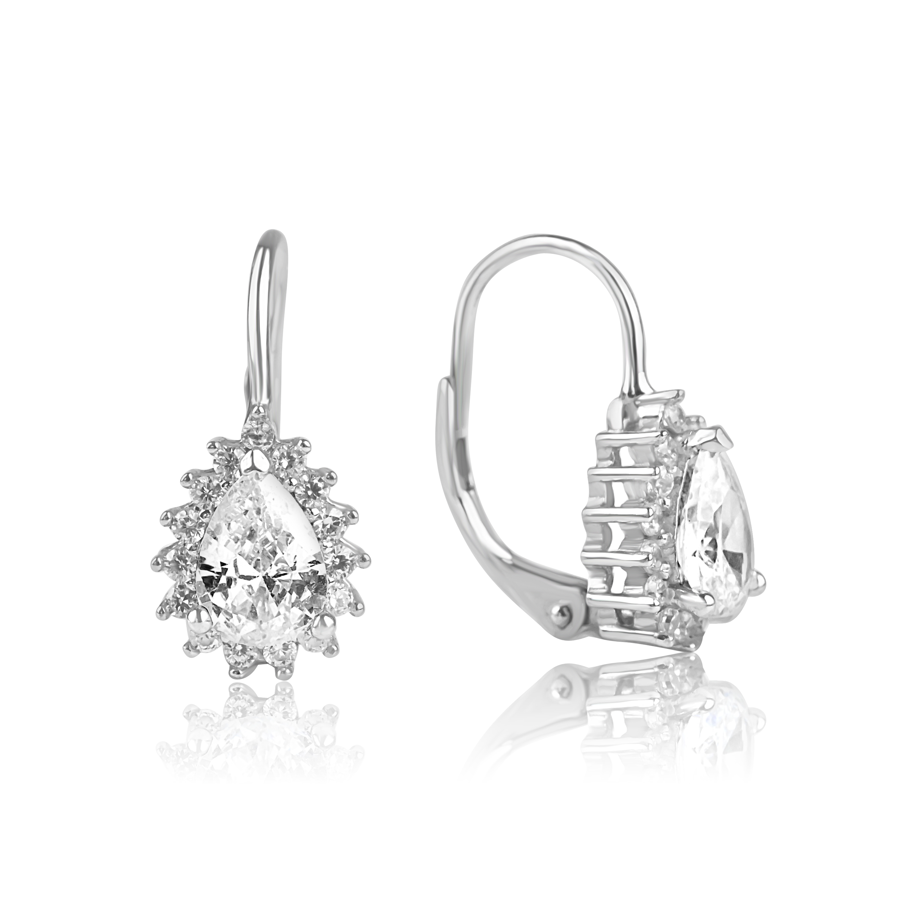 Meucci Stříbrné visací náušnice KAPKA se zirkony