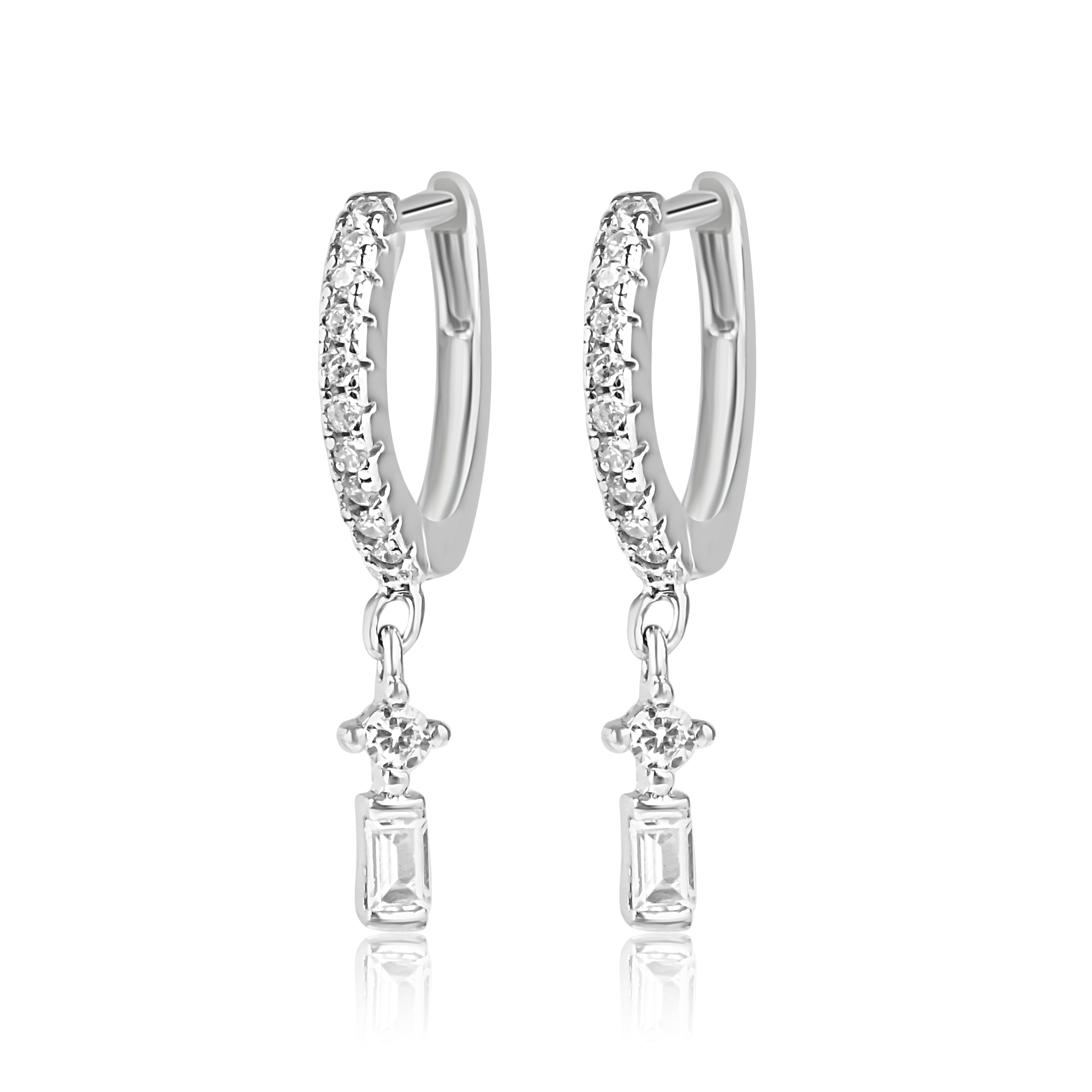 Meucci Stříbrné visací náušnice ČLÁNEK se zirkony