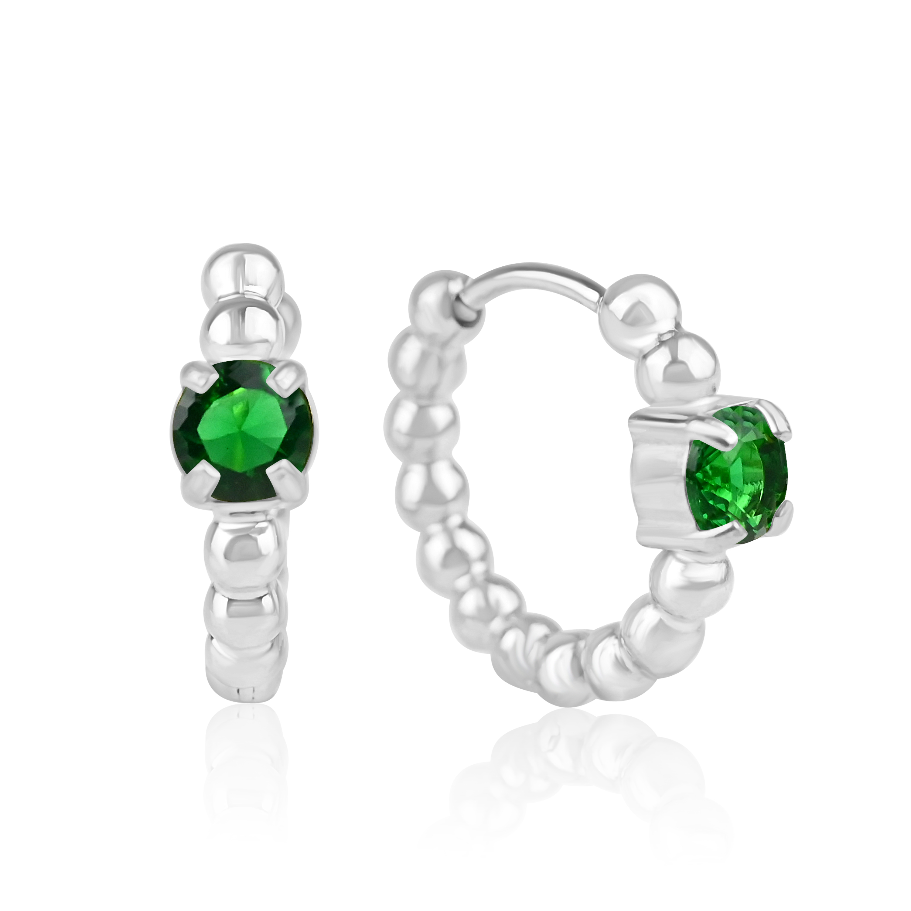 Meucci Náušnice BUBLINY se zeleným zirkonem
