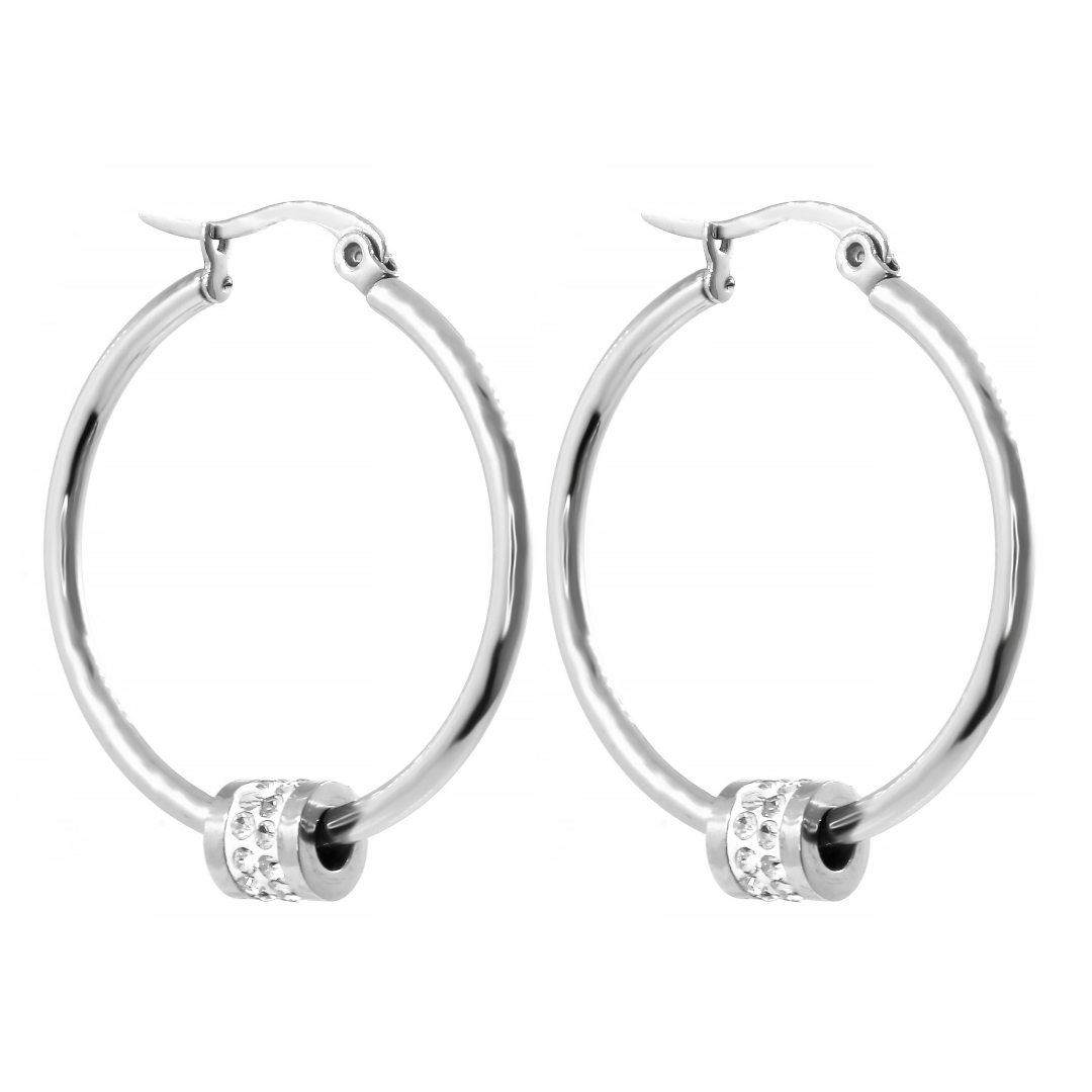 BRUNOshop.cz Náušnice kruhy s pohyblivou ozdůbkou s kamínky