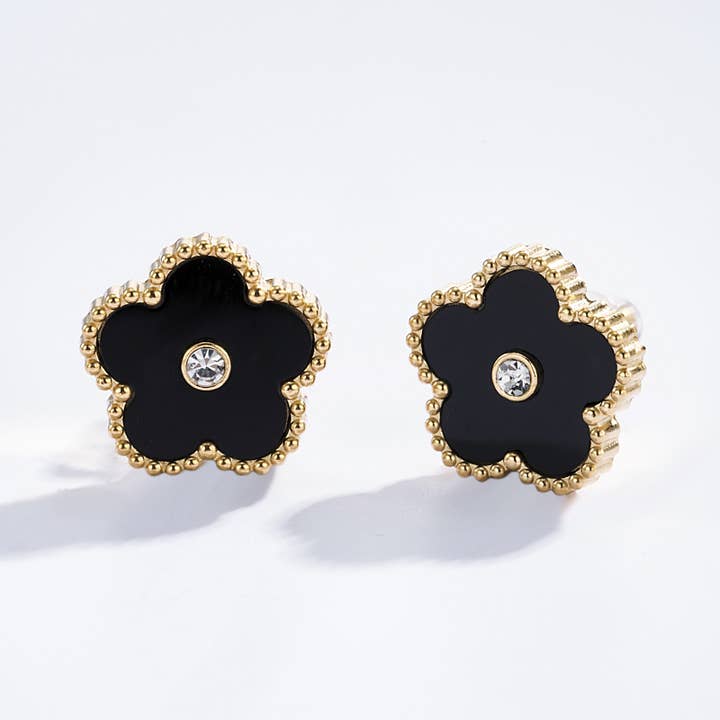 ÉLINE L'ATELIER Náušnice ZOE ČERNÉ GOLD