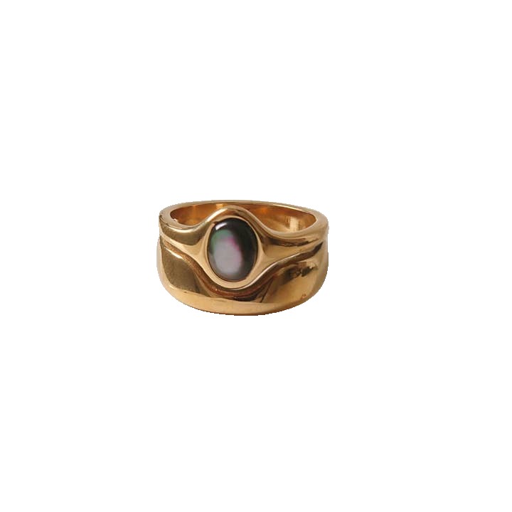 Flânerie by MAIQ Prsten ALOUETTE ČERNÝ 18K GOLD PLATED Velikost: 8 (EU: 56,5 - 58,5)
