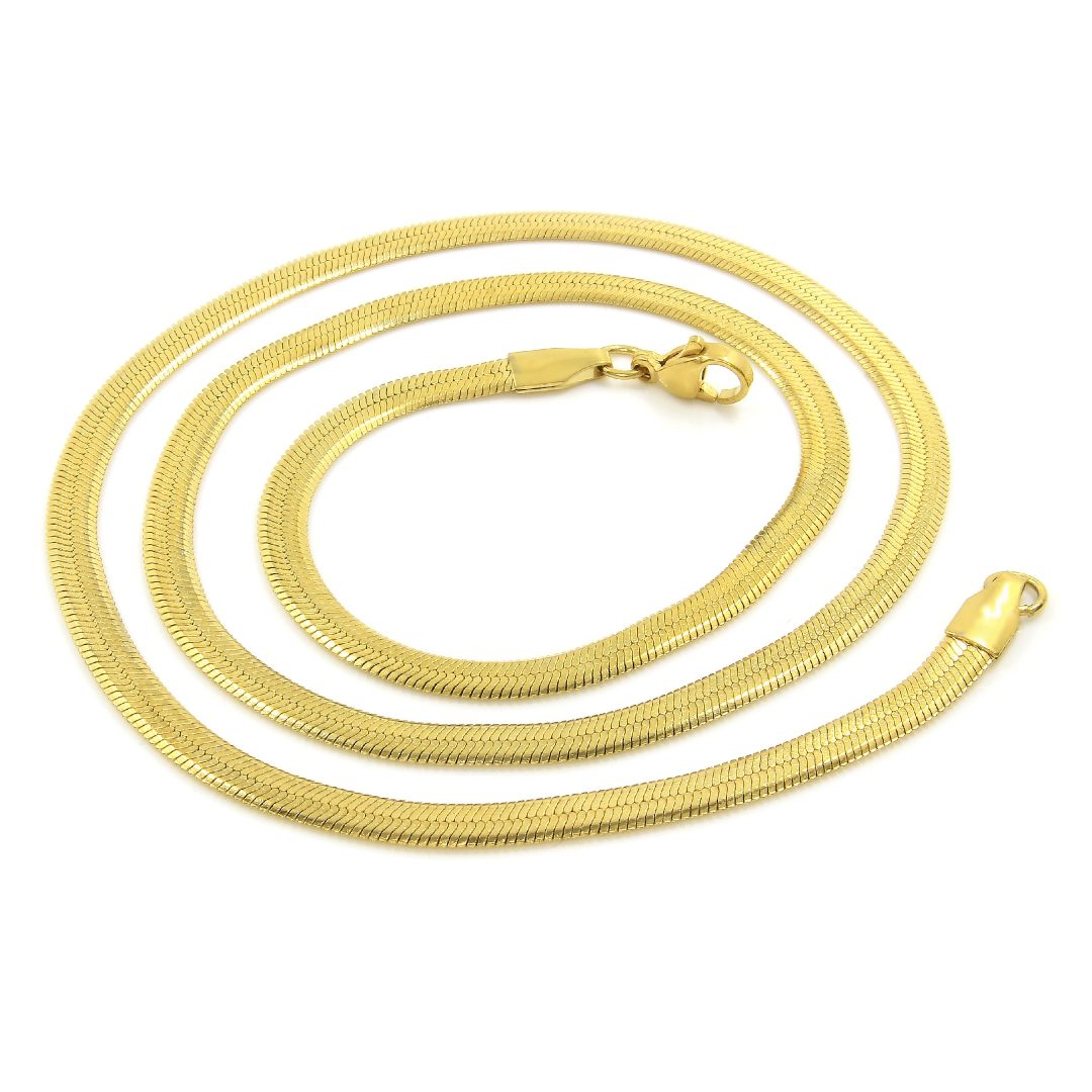 Levně S1674 Plochý skládaný řetízek SNAKE II GOLD 50/0,4 cm