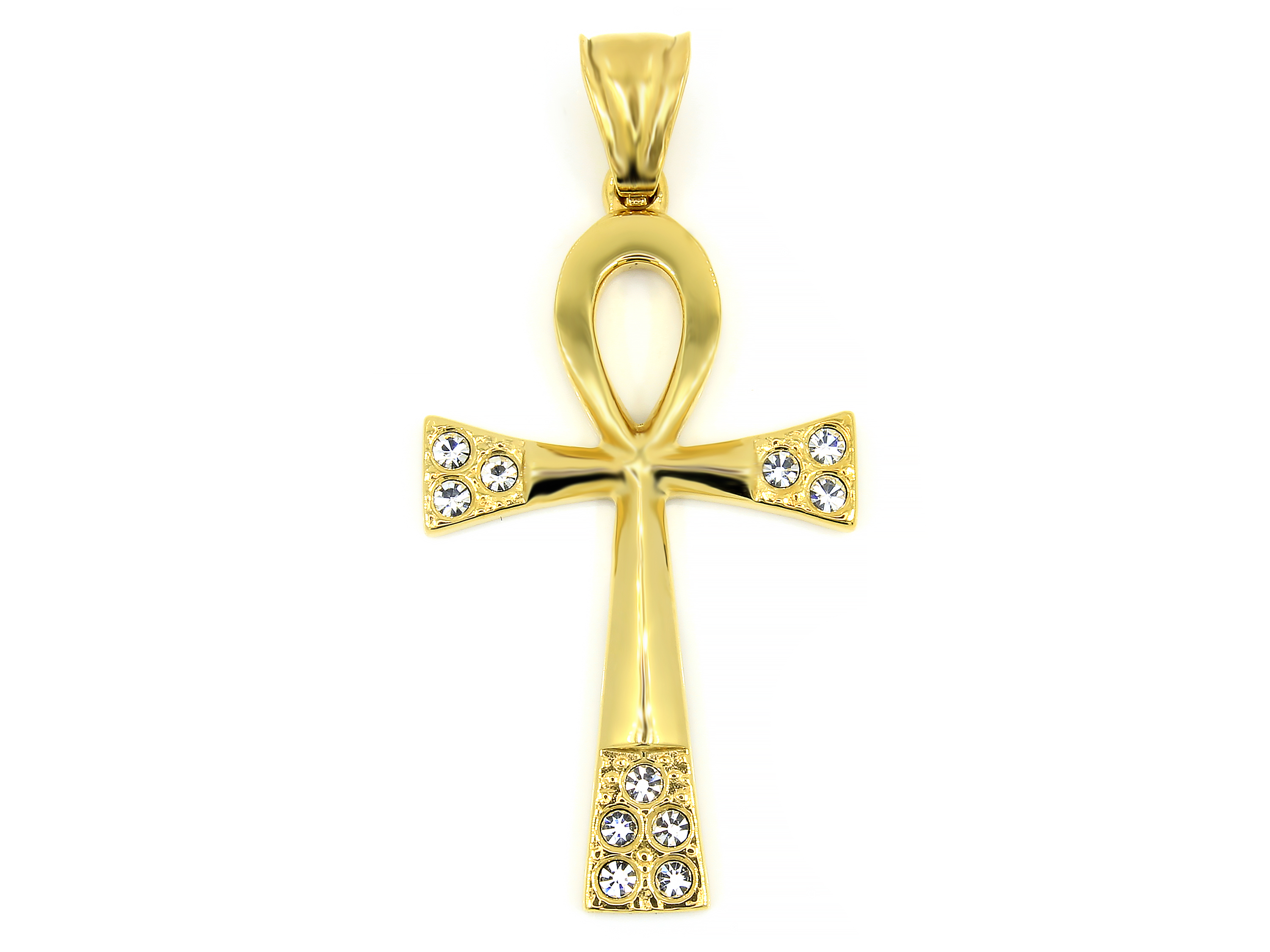 BRUNOshop.cz Přívěsek NILSKÝ KŘÍŽ GOLD s kamínky