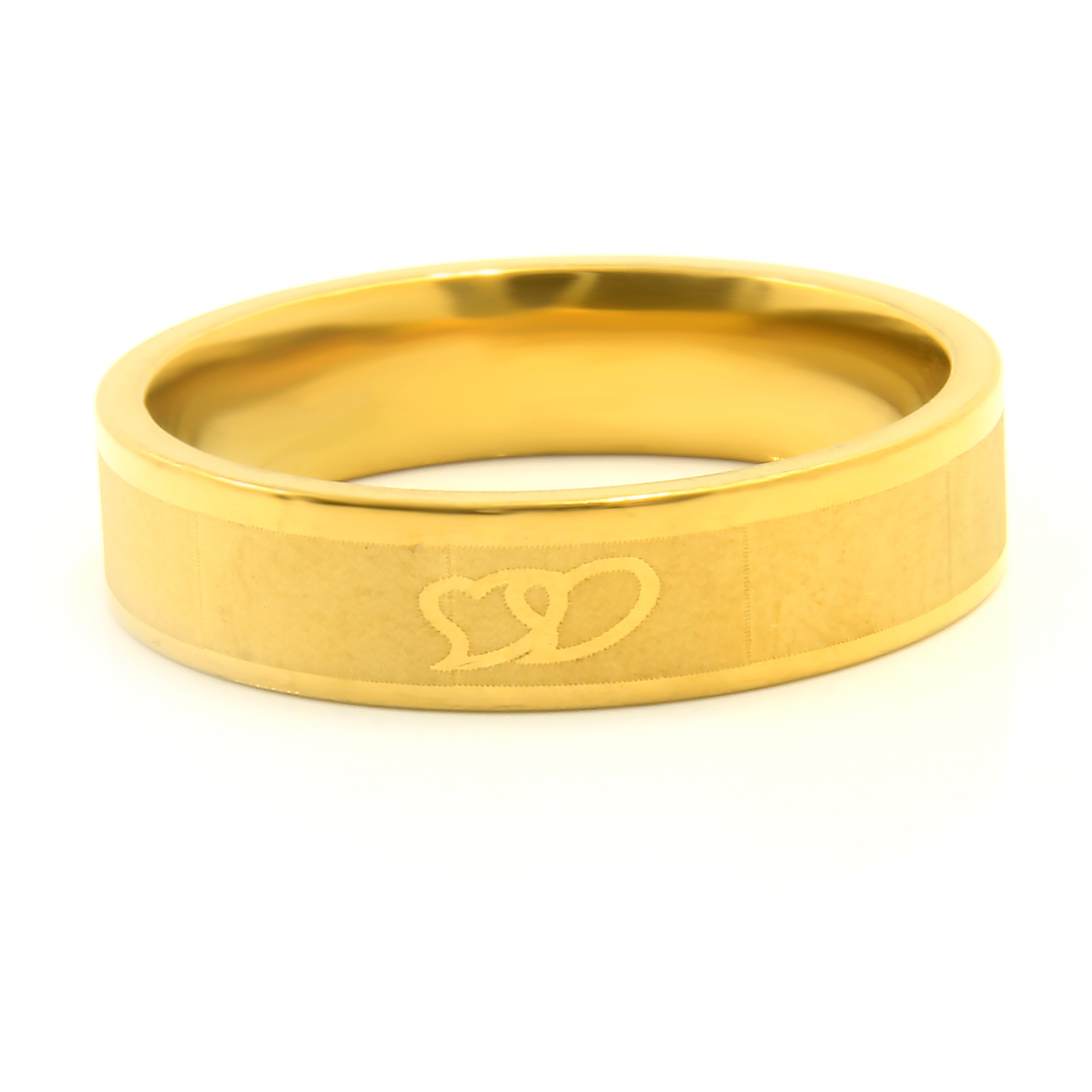 Levně S2496 Prsten DVĚ SRDCE GOLD Velikost: 12 (EU: 66,5 - 68,5)