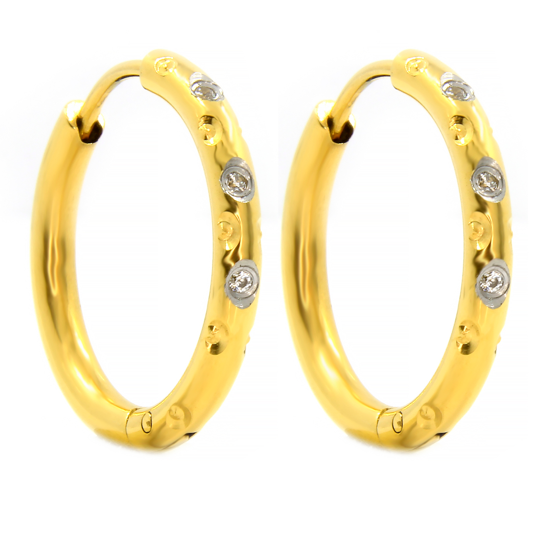 BRUNOshop.cz Náušnice kroužky GOLD s kamínky