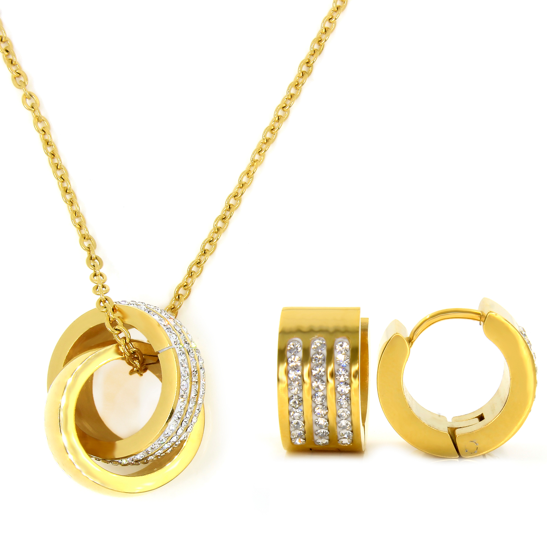 BRUNOshop.cz Souprava KROUŽKY GOLD s kamínky