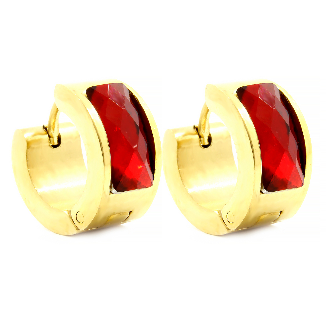 BRUNOshop.cz Náušnice kroužky ČERVENÉ GOLD