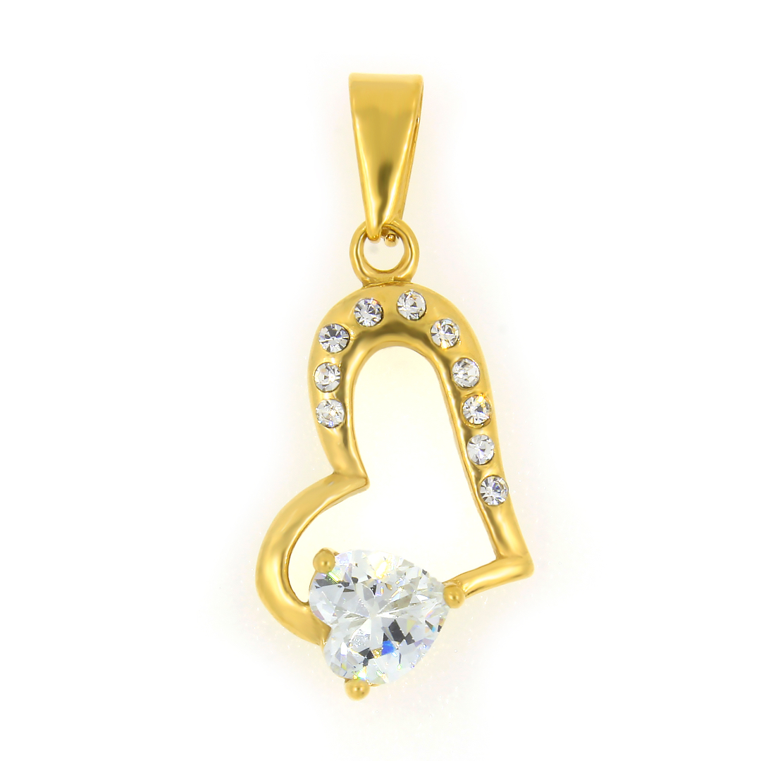 BRUNOshop.cz Přívěsek SRDCE GOLD s kamínky