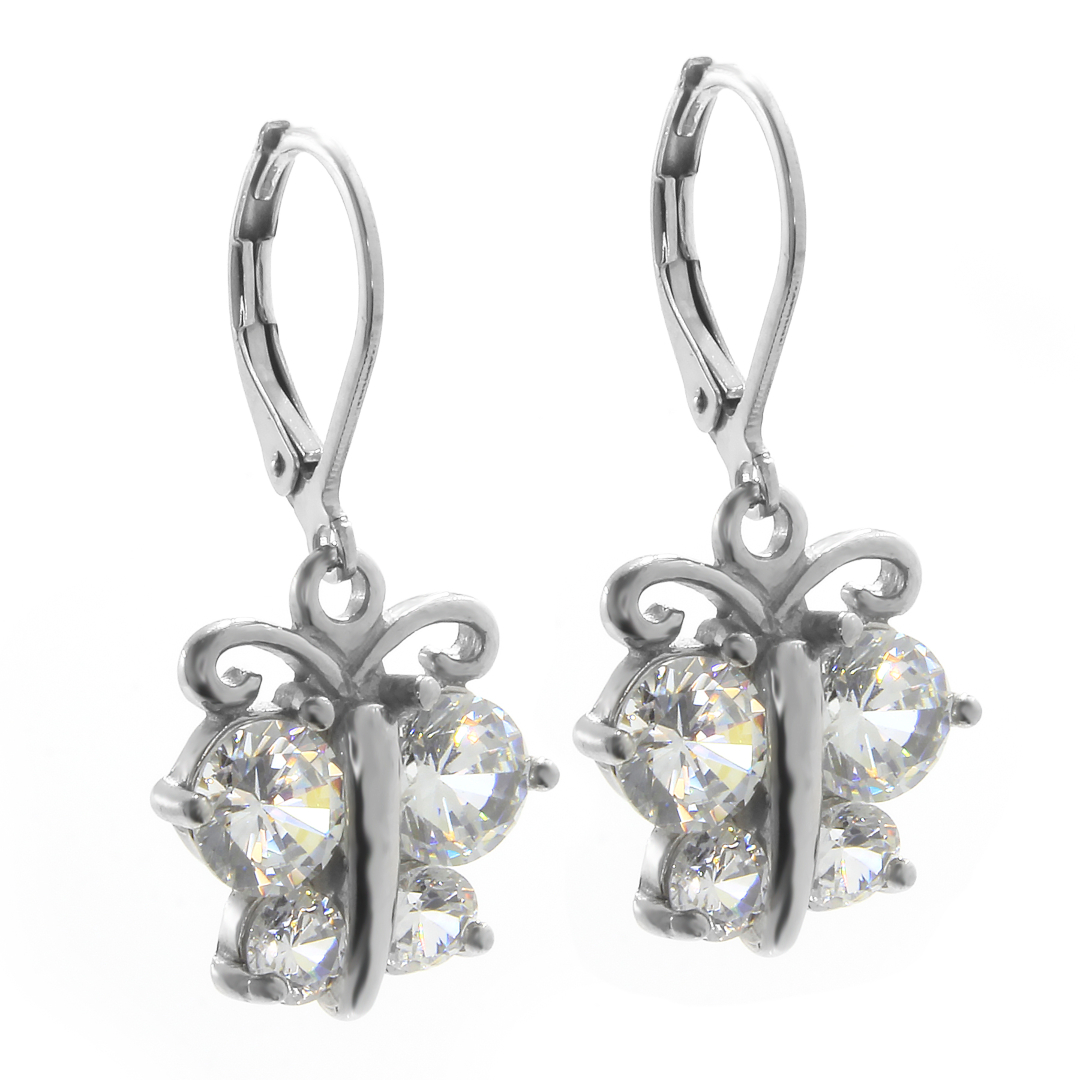 BRUNOshop.cz Visací náušnice MOTÝLEK s kamínky