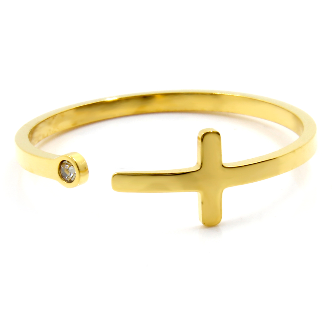 BRUNOshop.cz Prsten KŘÍŽEK GOLD s kamínkem Velikost: 10 (EU: 61,5 - 63,5)