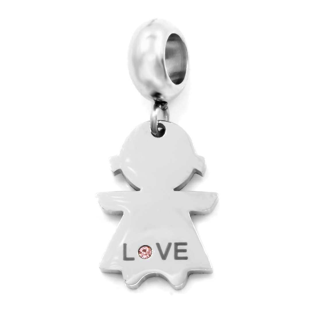 BRUNOshop.cz Visací přívěsek na náramek MILOVANÁ HOLČIČKA s kamínkem