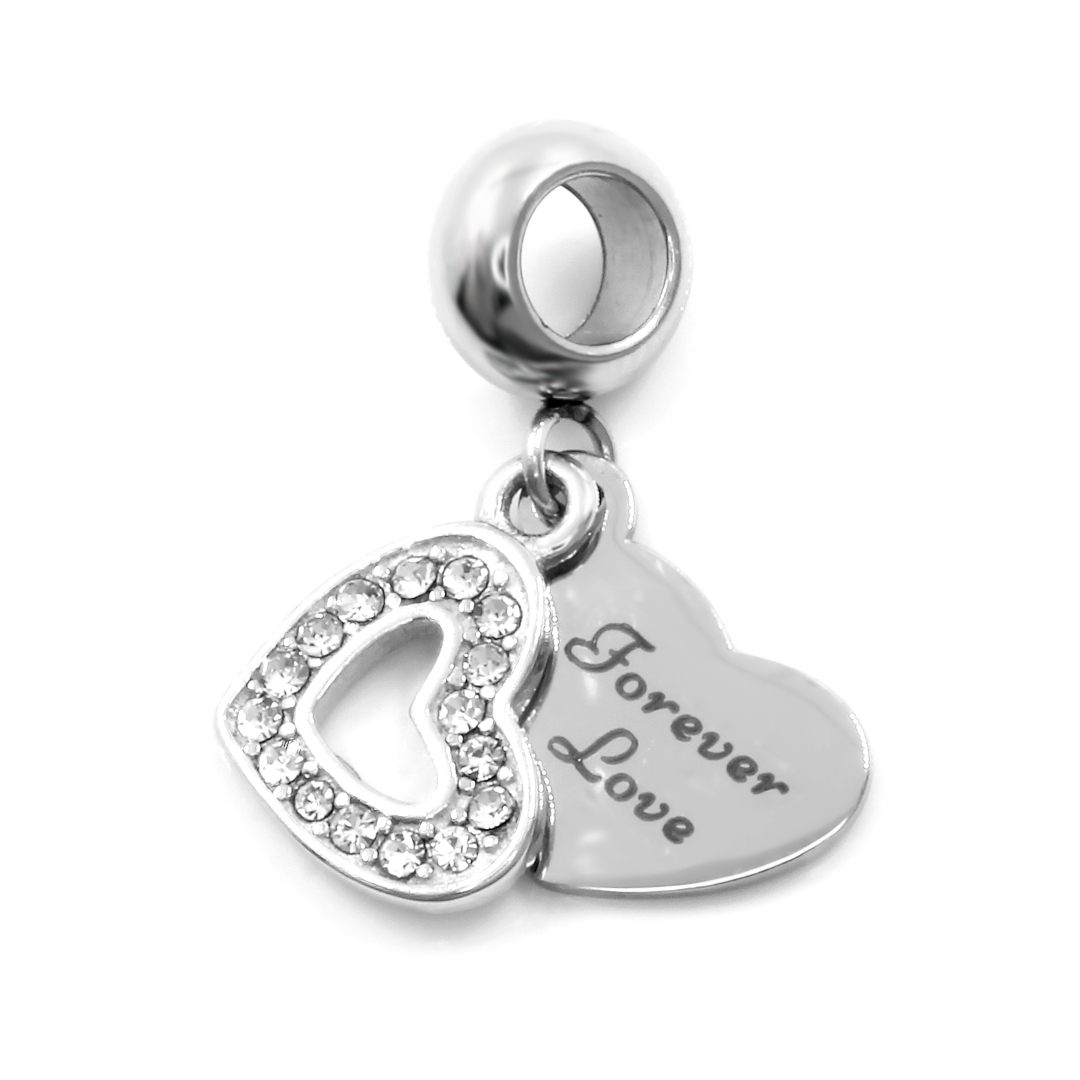 BRUNOshop.cz Dvojitý visací přívěsek na náramek LÁSKA NAVŽDY s kamínky