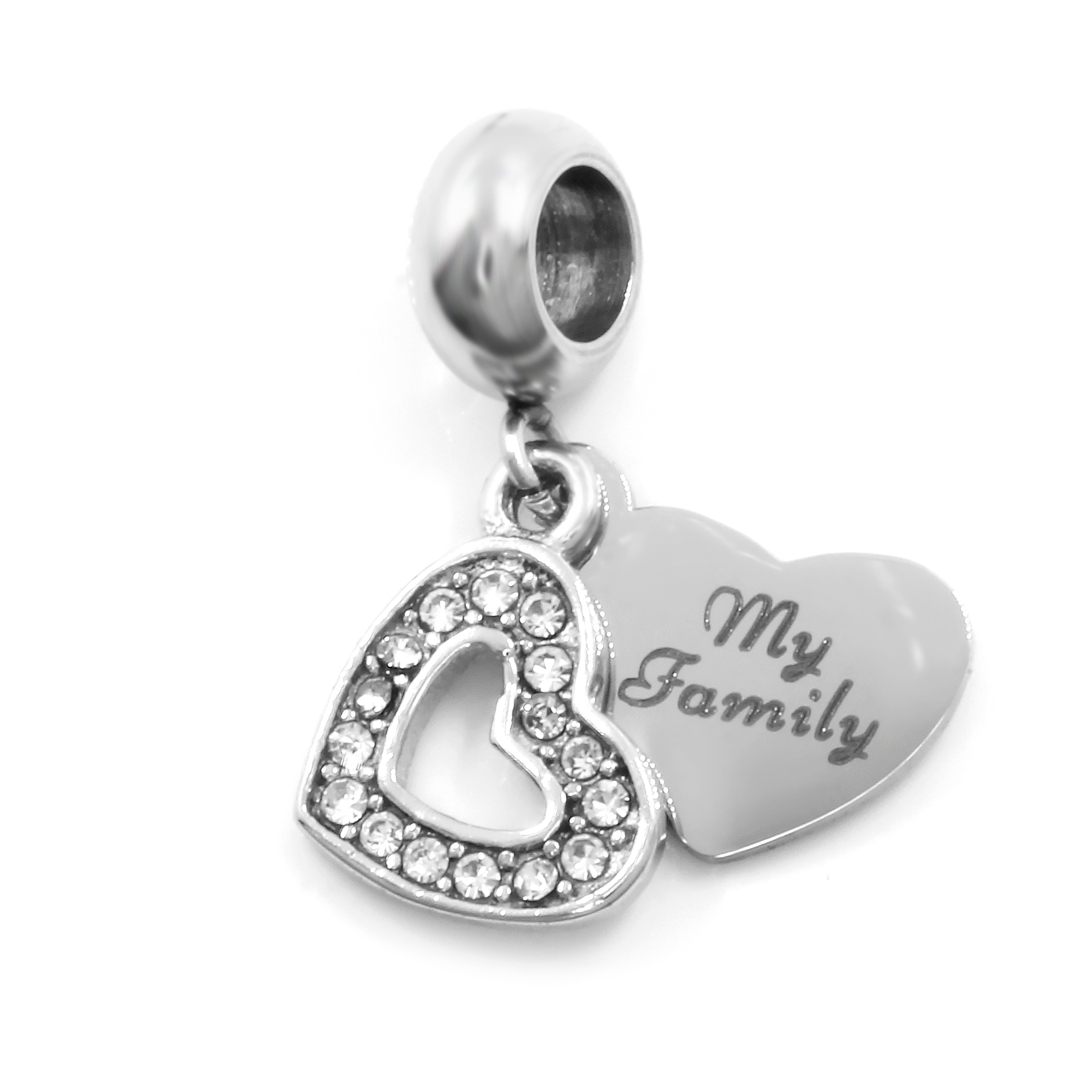 BRUNOshop.cz Dvojitý visací přívěsek na náramek MÁ RODINA s kamínky