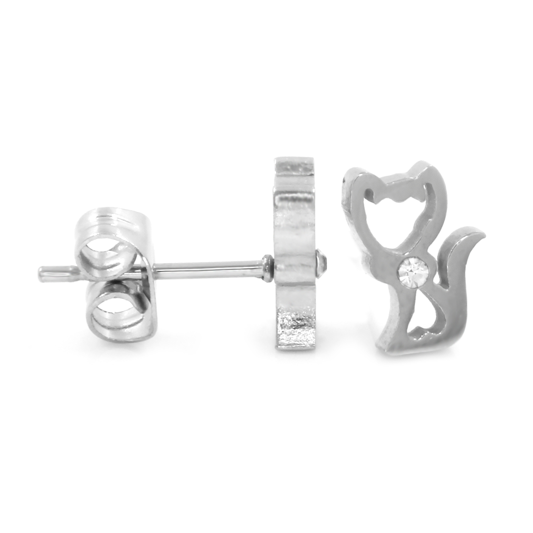 BRUNOshop.cz Náušnice KOČIČKA s kamínkem