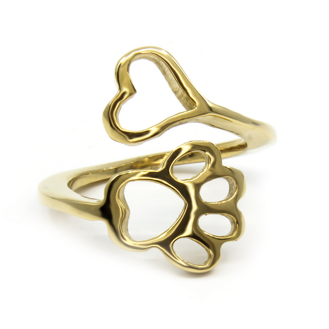 BRUNOshop.cz Prsten TLAPKA a SRDCE GOLD Velikost: 7 (EU: 54 - 56)