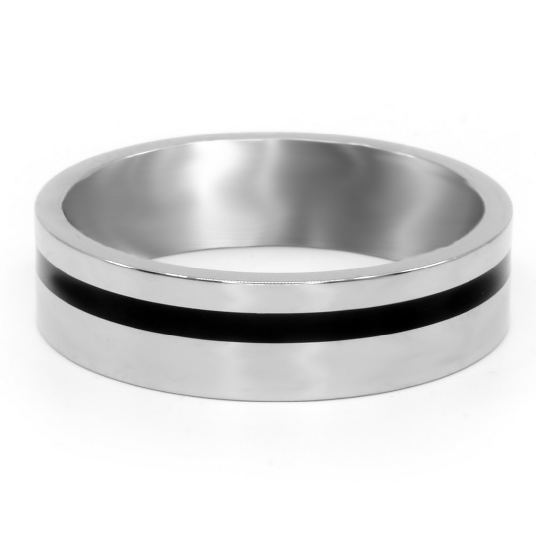 S3225 Pánský snubní prsten LINE ČERNÝ Velikost: 8 (EU: 56,5 - 58,5)