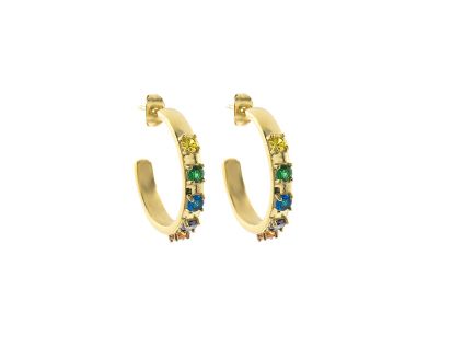 14955 nausnice kruhy s kaminky barevne gold
