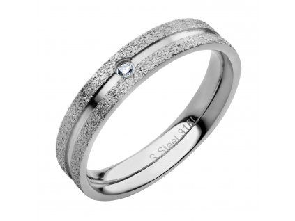Pieskovaný prsteň ONE CRYSTAL S3718