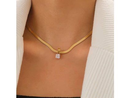 Náhrdelník BLANC ŠTVOREC 18K GOLD PLATED