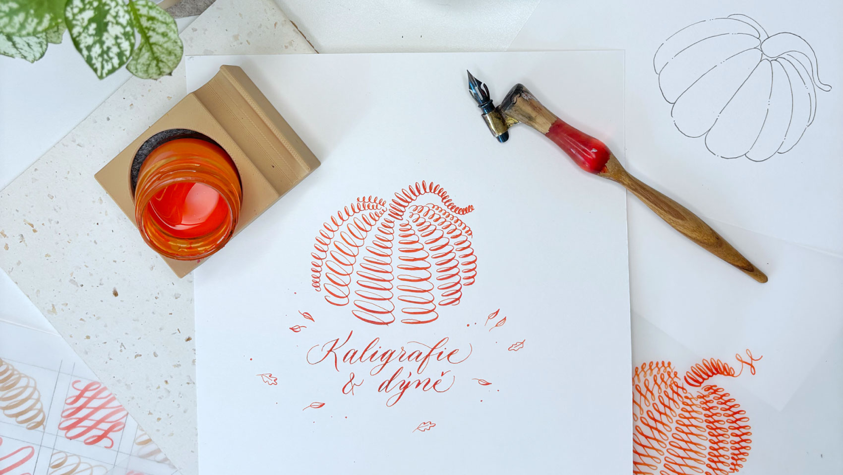 Podzimní kaligrafický ornament