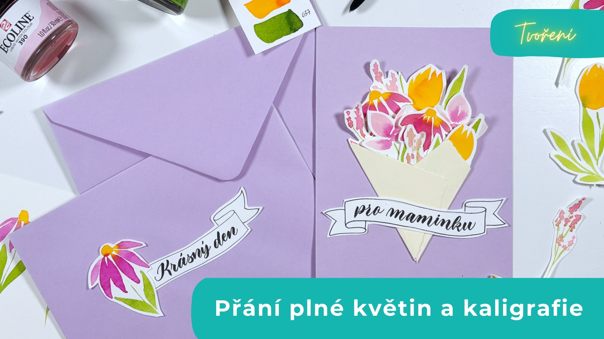 🌸 Den matek – přání plné květin a kaligrafie (DIY návod)