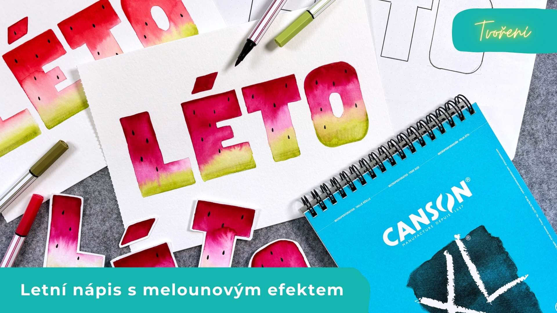 Letní nápis s melounovým efektem – technika blending krok za krokem