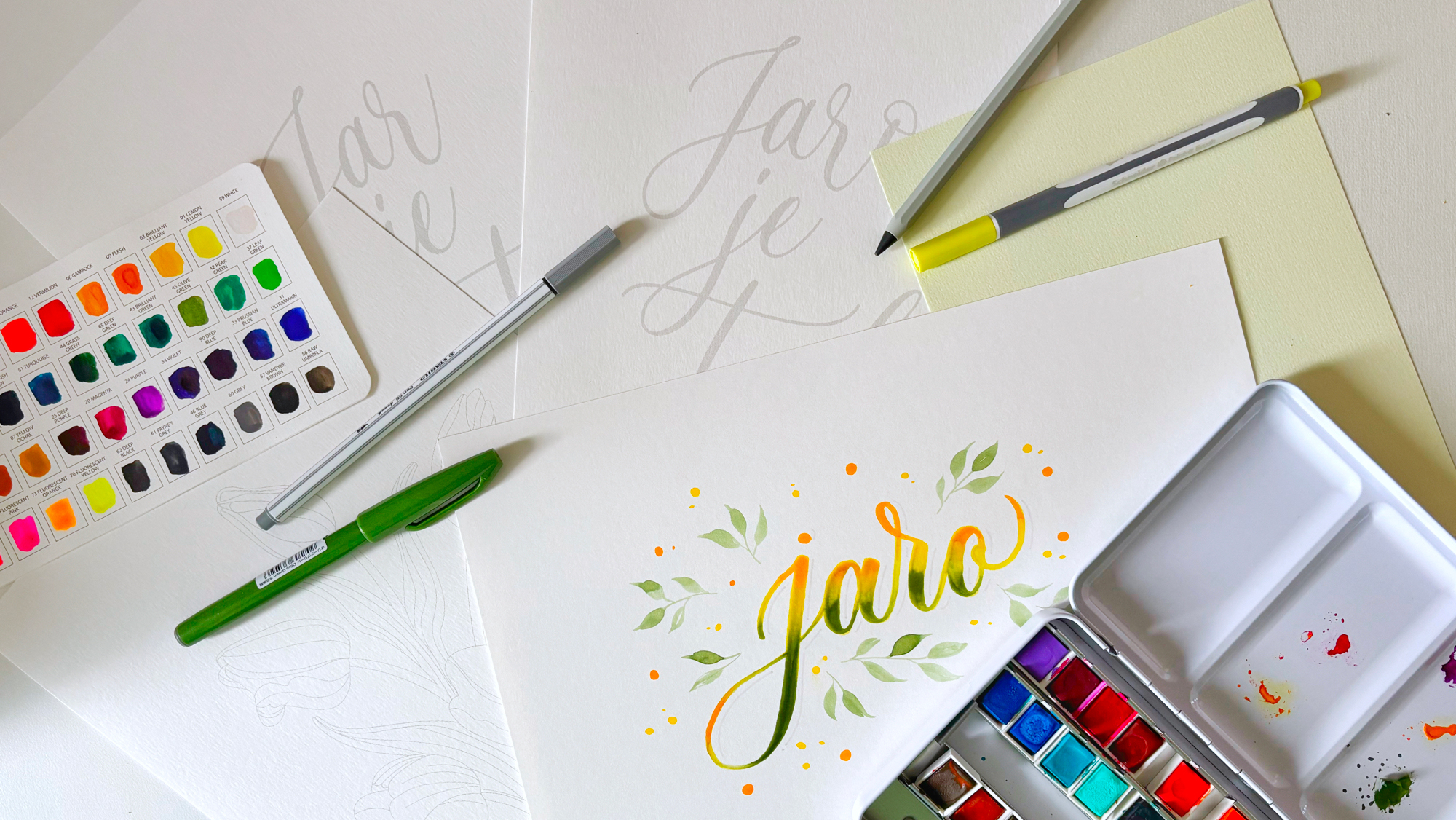 Jarní plakáty – akvarelové tulipány & krasopisný nápis!