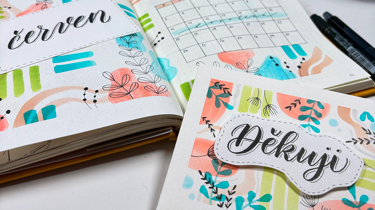 Červnový Bullet Journal a předlohy ke stažení