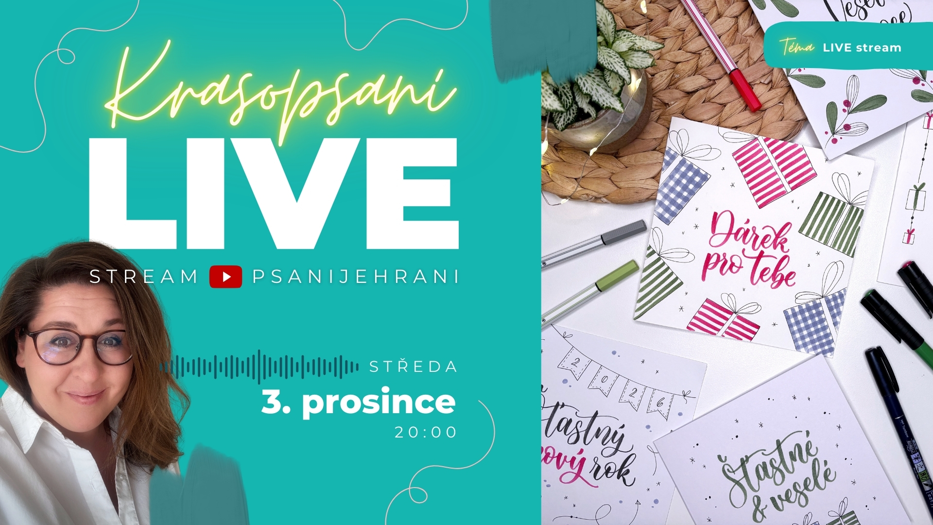 YouTube LIVE – Vánoční přání brushpeny