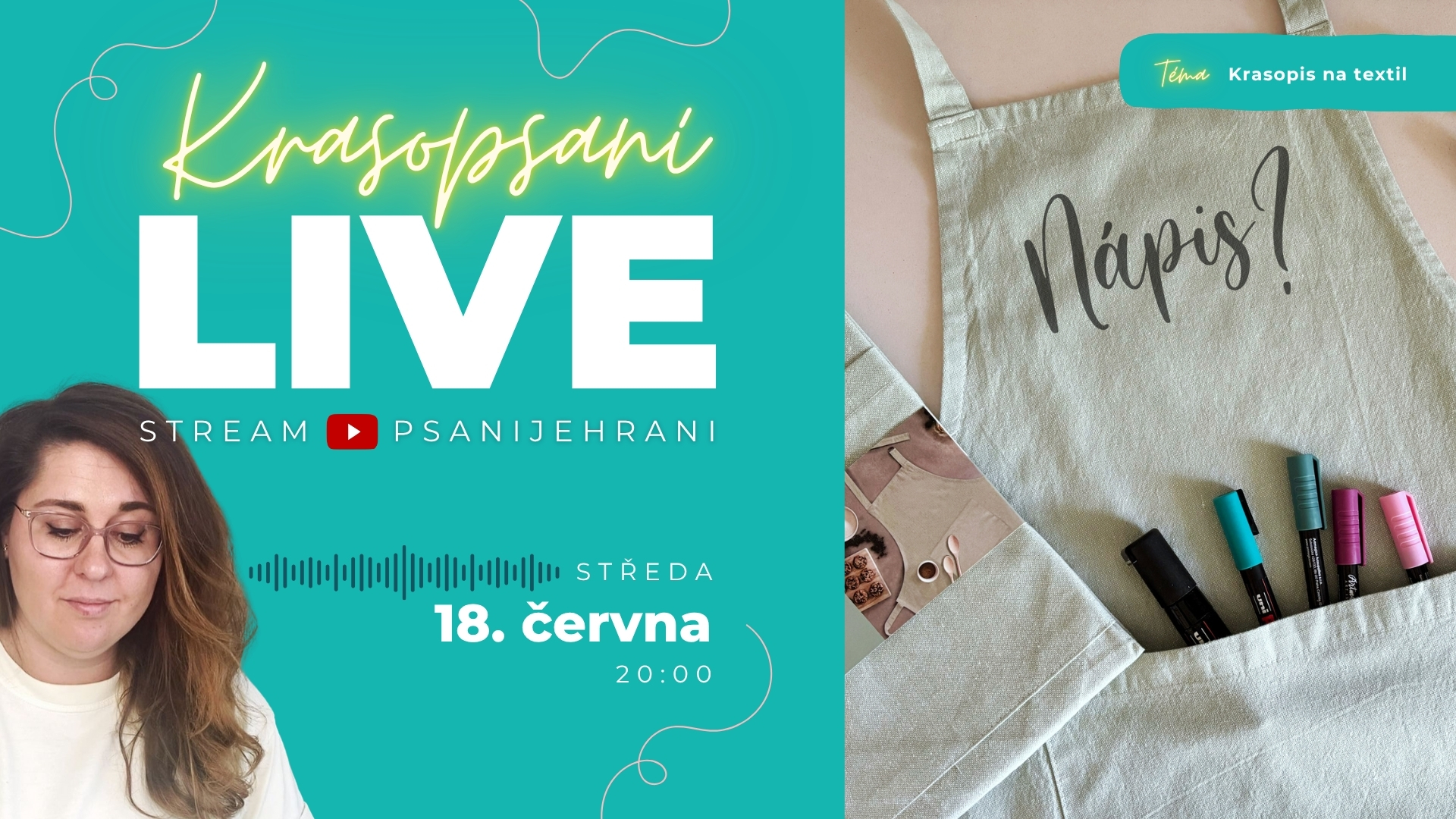 Kaligrafie na textil! - zástěra