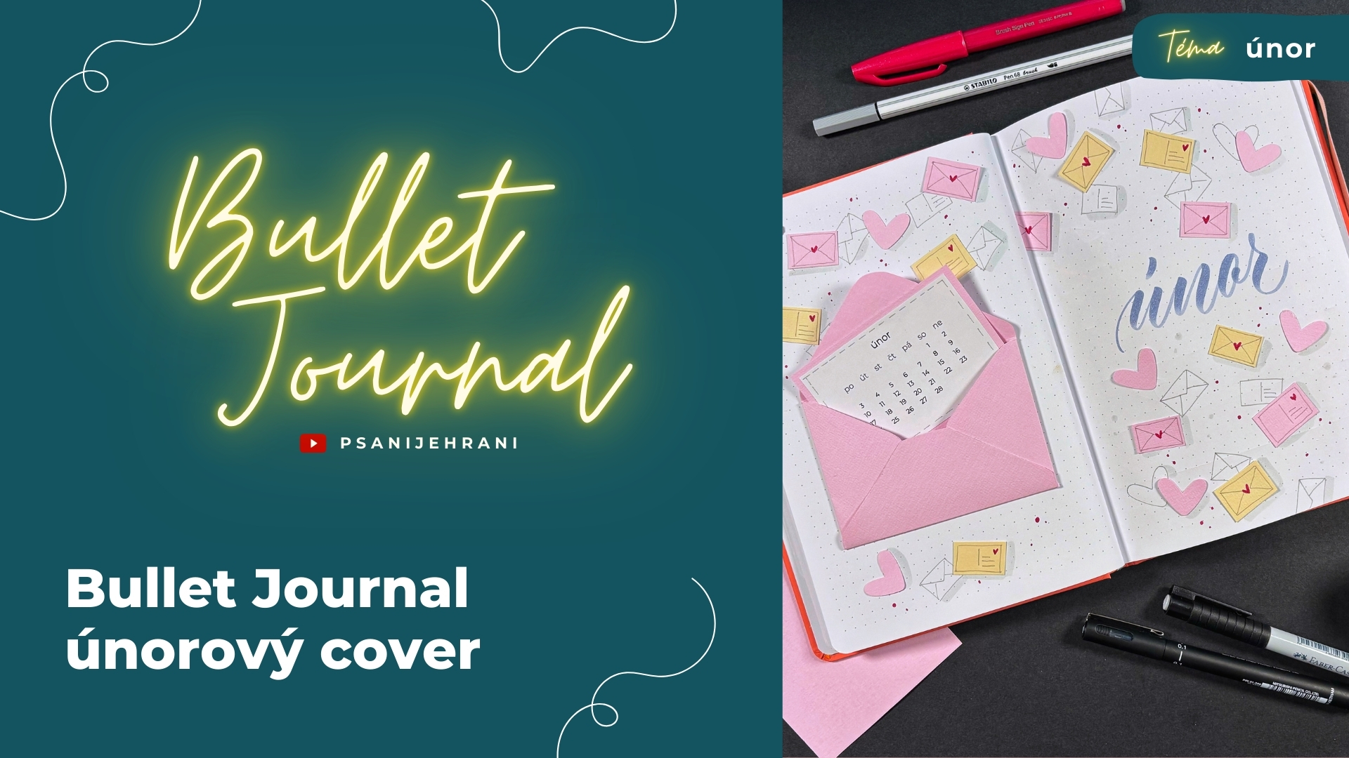 Únorový Bullet Journal: Inspirace na jemný Valentýnský layout