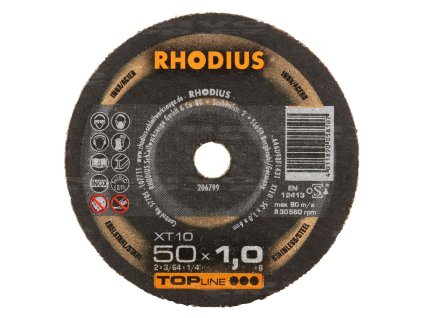 RHODIUS řezný kotouč XT10 MINI 50x1,0x6 TOPline na ocel a nerez 206799