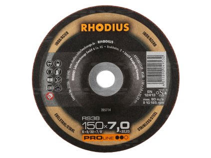 RHODIUS brusný kotouč RS38 150x7,0x22 PROline na ocel a nerez 205714