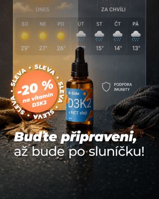 🌞 Slunce pomalu ubývá. Vitamín D ale nemusí. D3K2 kombinuje vitamíny D3 a K2, které přispívají k udržení zdravých kostí a...