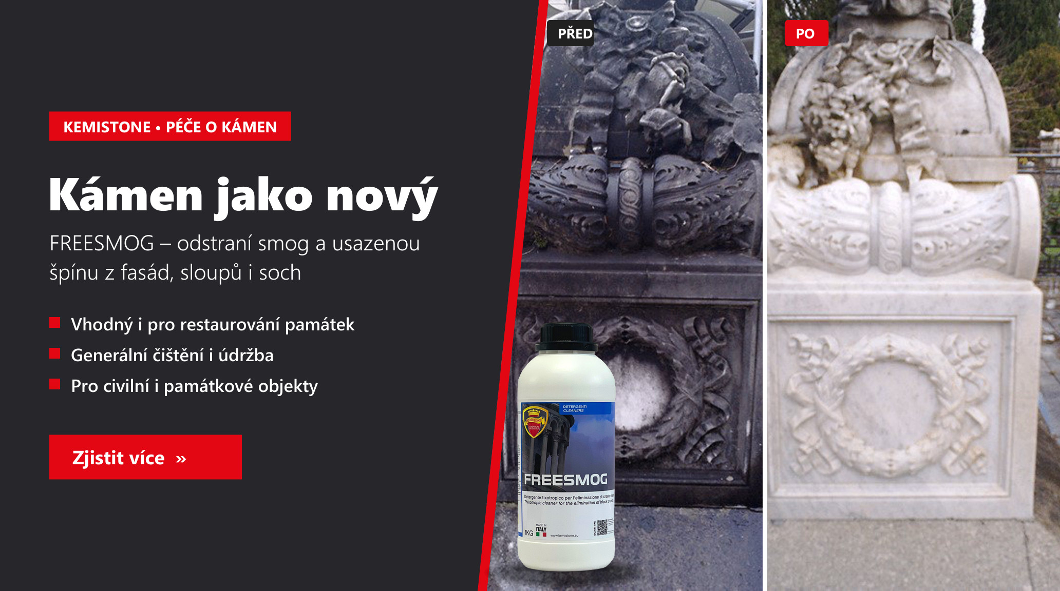 Kemistone FREESMOG – čištění fasád a památek