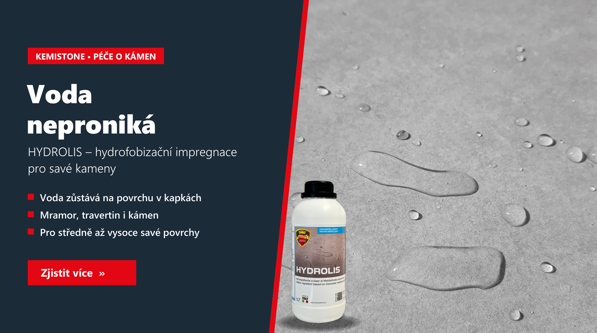 Kemistone HYDROLIS – hydrofobizační impregnace