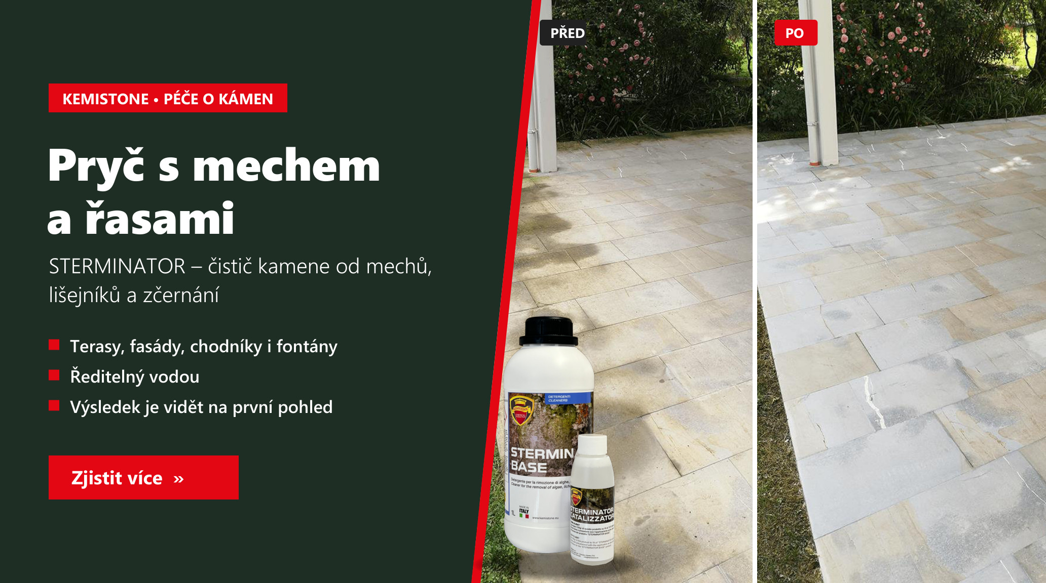 Kemistone STERMINATOR – čistí kamene od mechů a řas