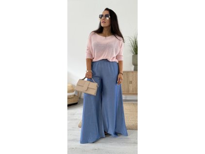 Široké kalhoty Label - odlehčený denim - Y253