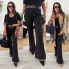 Kalhoty s páskem FLER ELEGANT- black