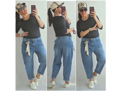 Džíny s mašlí a páskem