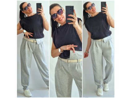 Máslové kalhoty s páskem